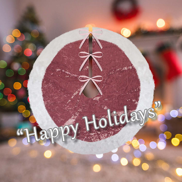 Christmas Sequin Tree Skirt Decoration 49cm x 31cm Pink X 1