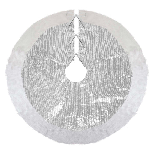 Christmas Sequin Tree Skirt Decoration 49cm x 31cm Silver X 1