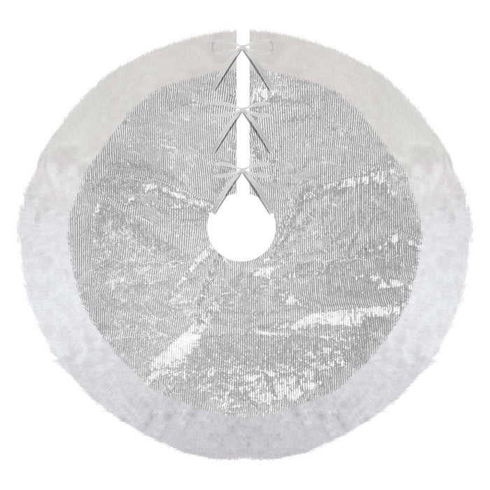 Christmas Sequin Tree Skirt Decoration 49cm x 31cm Silver X 1