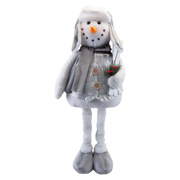 Christmas Standing Snowman Decoration 62cm x 40cm Silver X 1