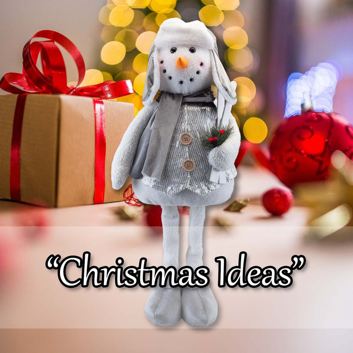 Christmas Standing Snowman Decoration 62cm x 40cm Silver X 1