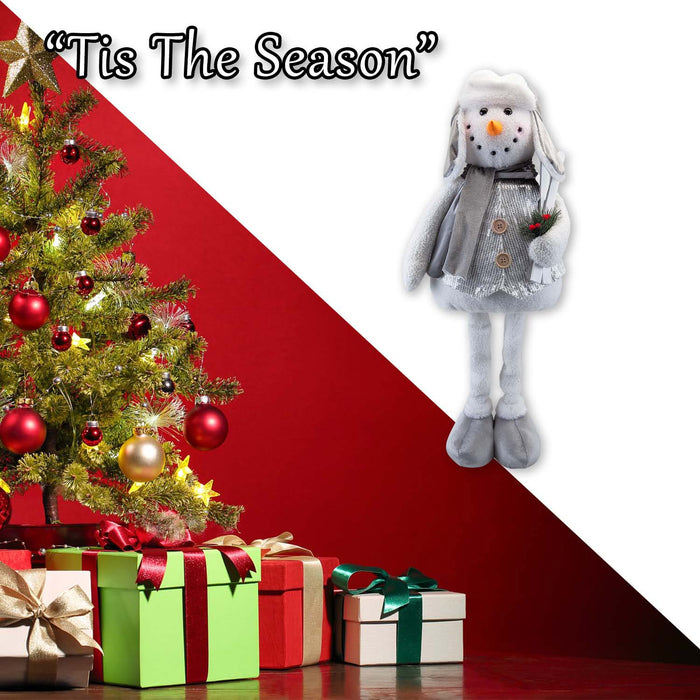 Christmas Standing Snowman Decoration 62cm x 40cm Silver X 1