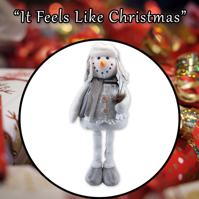 Christmas Standing Snowman Decoration 62cm x 40cm Silver X 1