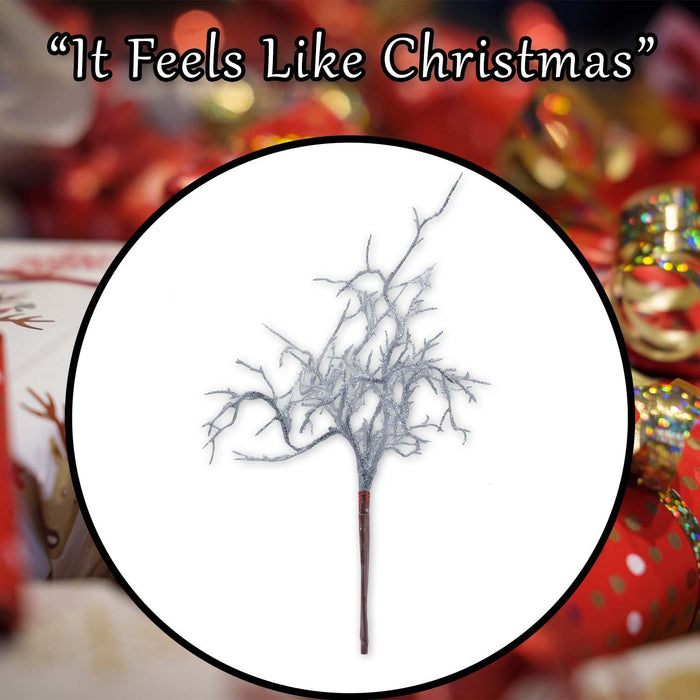 Christmas Curly Twig Pick Decoration 21cm x 15cm Silver X 1