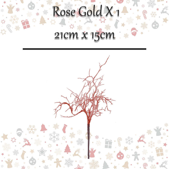 Christmas Curly Twig Pick Decoration 21cm x 15cm Rose Gold X 1