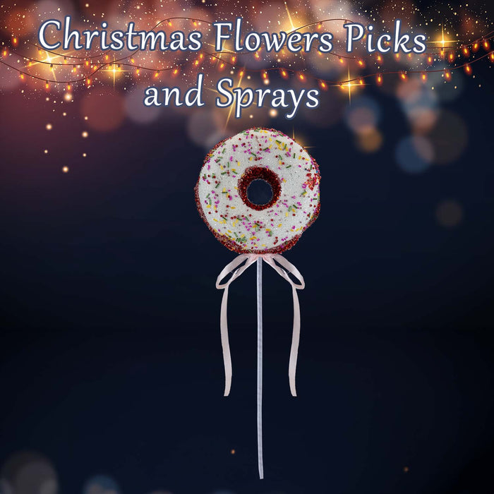 Christmas Doughnut Pick Decoration 51cm x 17cm Red X 1