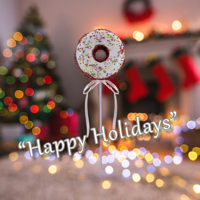 Christmas Doughnut Pick Decoration 51cm x 17cm Red X 1