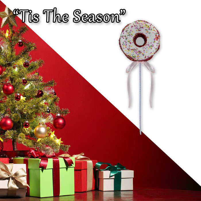 Christmas Doughnut Pick Decoration 51cm x 17cm Red X 1