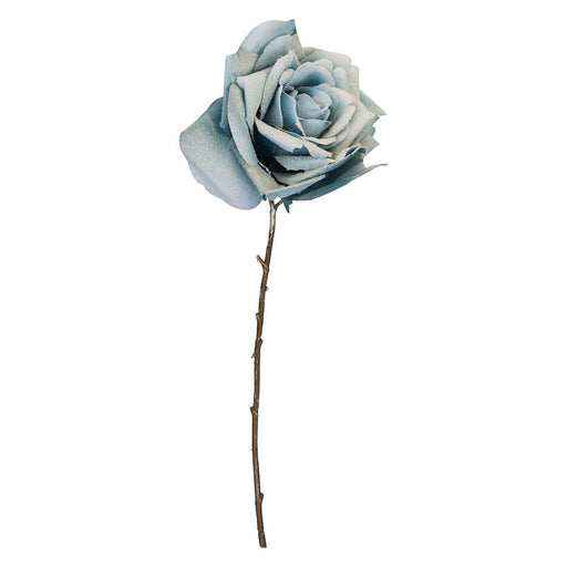 Christmas Glitter Rose Decoration 47cm x 18cm Blue X 1