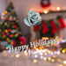 Christmas Glitter Rose Decoration 47cm x 18cm Blue X 1