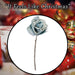 Christmas Glitter Rose Decoration 47cm x 18cm Blue X 1