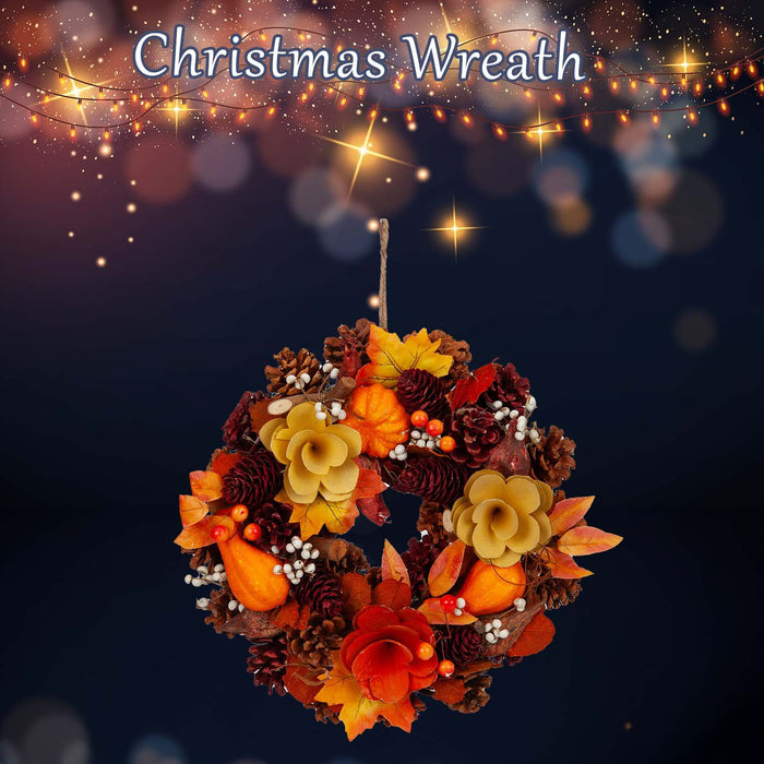 Christmas Auntumnal Wreath with Box Decoration 31cm x 30cm Brown X 1