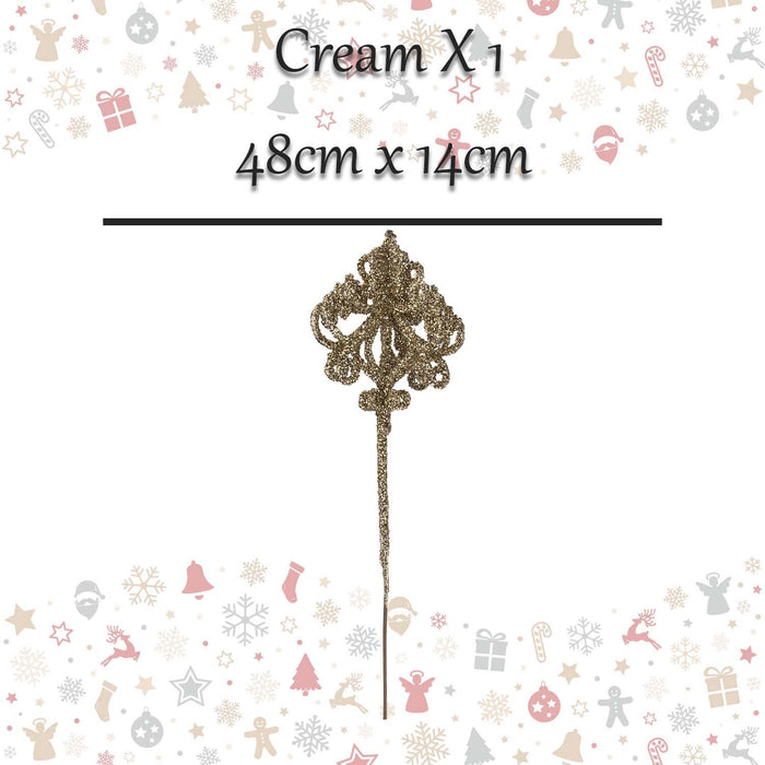 Christmas Pendent Lamp Spray Decoration 48cm x 14cm Cream X 1