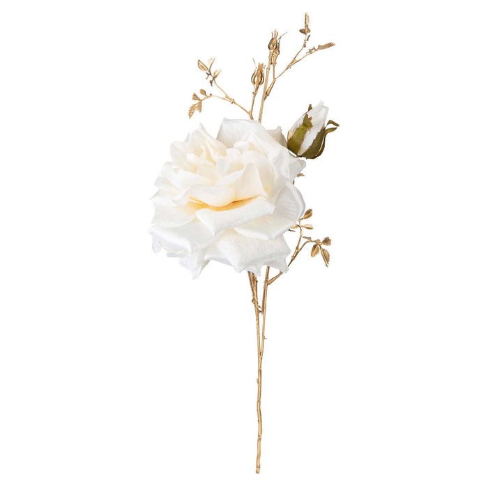 Christmas Rose Spray Pick Decoration 80cm x 16cm Cream X 1