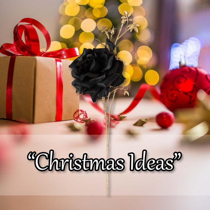 Christmas Rose Spray Pick Decoration 80cm x 16cm Black X 1