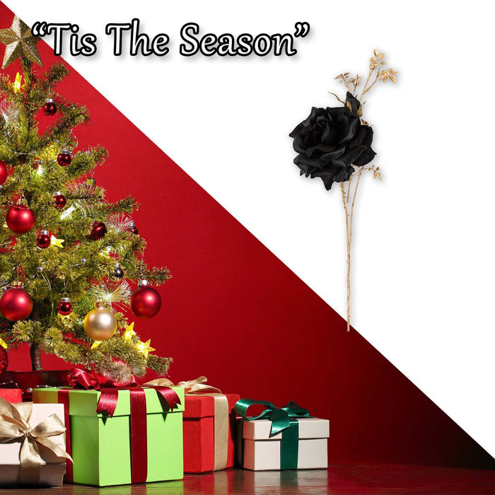 Christmas Rose Spray Pick Decoration 80cm x 16cm Black X 1