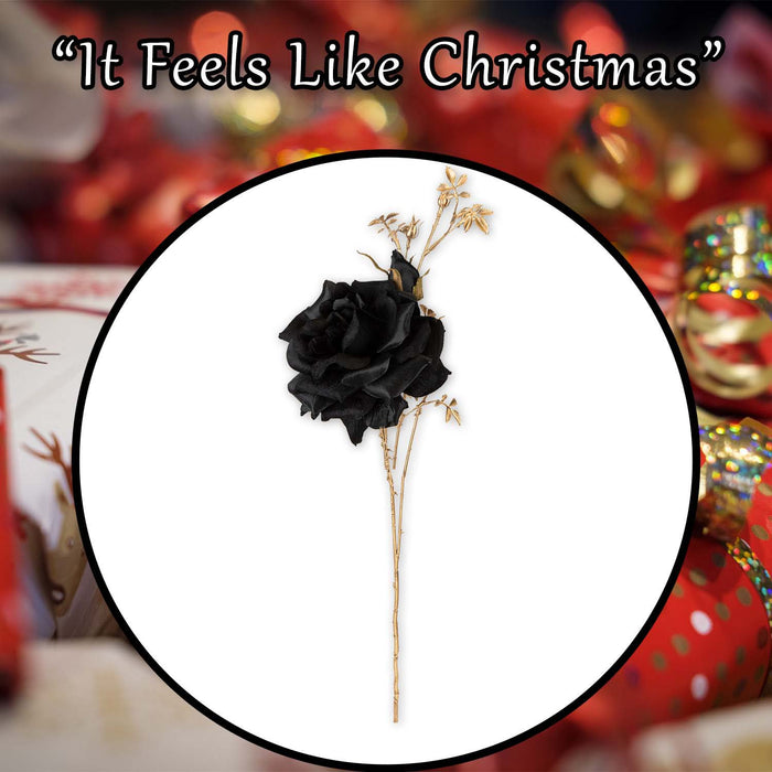 Christmas Rose Spray Pick Decoration 80cm x 16cm Black X 1