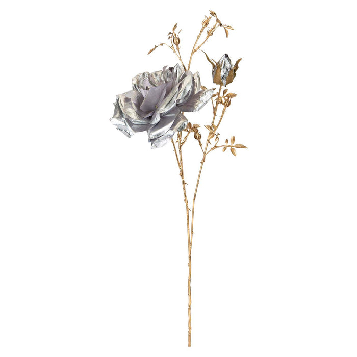 Christmas Rose Spray Pick Decoration 80cm x 16cm Silver X 1