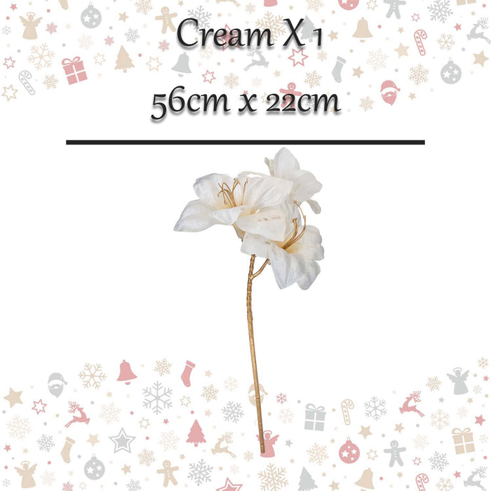 Christmas Amarylis Spray Decoration 56cm x 22cm Cream X 1