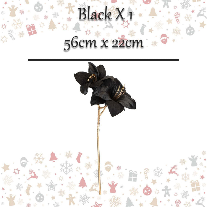 Christmas Amarylis Spray Decoration 56cm x 22cm Black X 1