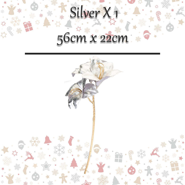 Christmas Amarylis Spray Decoration 56cm x 22cm Silver X 1