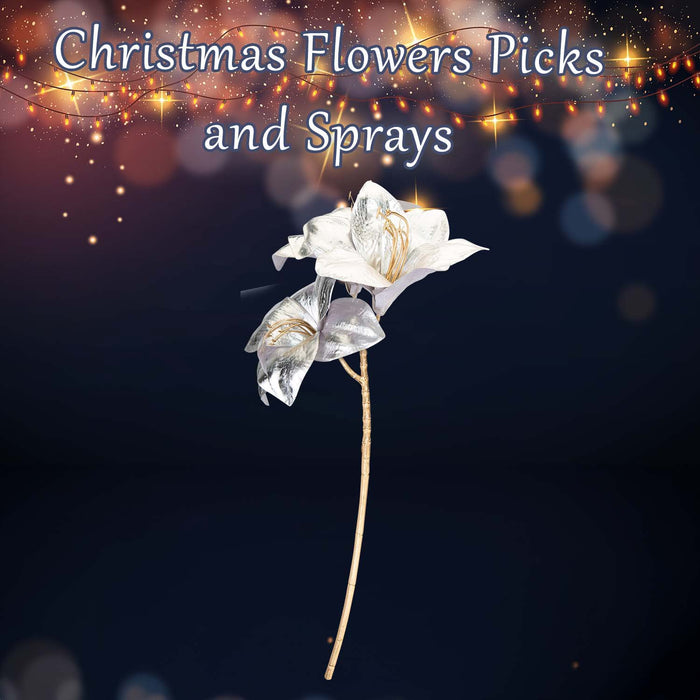 Christmas Amarylis Spray Decoration 56cm x 22cm Silver X 1