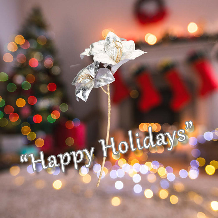 Christmas Amarylis Spray Decoration 56cm x 22cm Silver X 1
