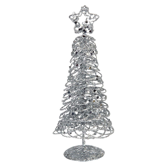 Christmas Glittery Tree Decoration 21cm x 8cm Silver X 1