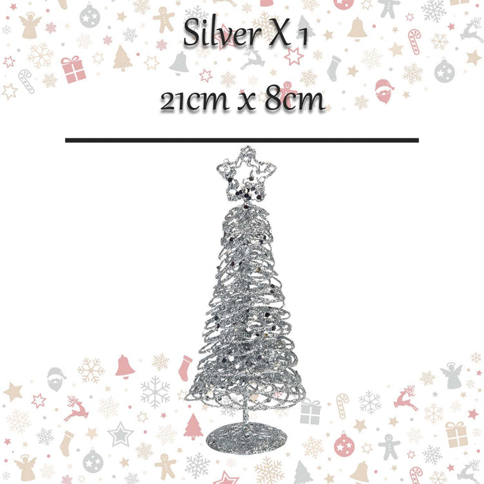 Christmas Glittery Tree Decoration 21cm x 8cm Silver X 1