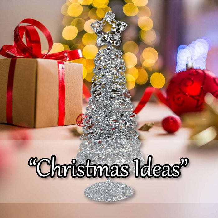 Christmas Glittery Tree Decoration 21cm x 8cm Silver X 1