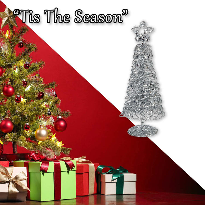 Christmas Glittery Tree Decoration 21cm x 8cm Silver X 1