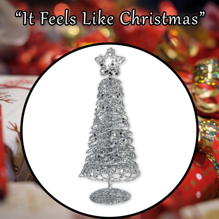 Christmas Glittery Tree Decoration 21cm x 8cm Silver X 1