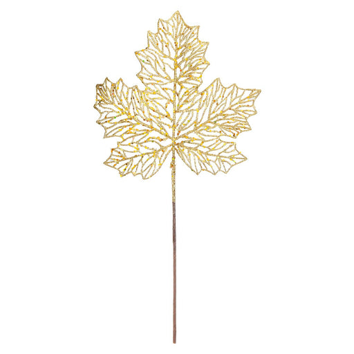 Christmas Glitter Maple Leaf Spray Decoration 45cm x 22cm Gold X 1