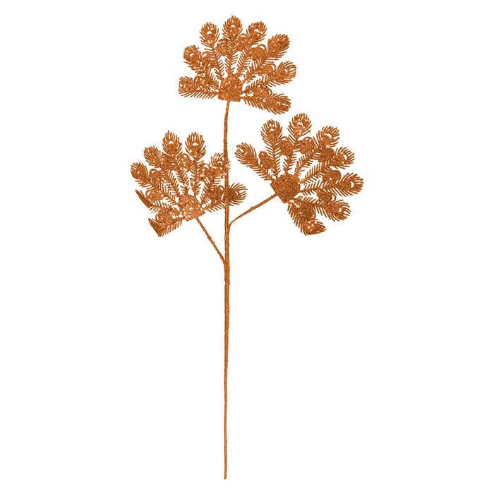 Christmas Long Stem with Glitter Decoration 60cm x 22cm Orange X 1