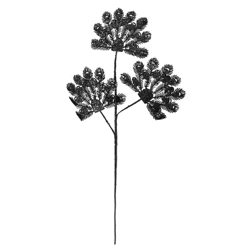 Christmas Long Stem with Glitter Decoration 60cm x 22cm Black X 1