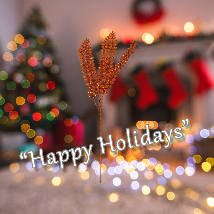 Christmas Long Stem with Glitter Decoration 80cm x 27cm Orange X 1