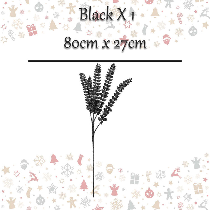 Christmas Long Stem with Glitter Decoration 80cm x 27cm Black X 1
