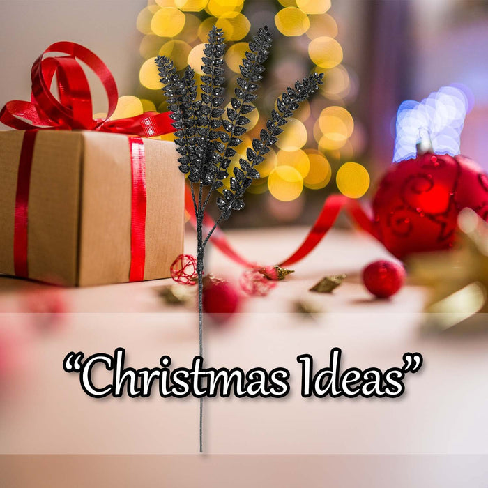 Christmas Long Stem with Glitter Decoration 80cm x 27cm Black X 1