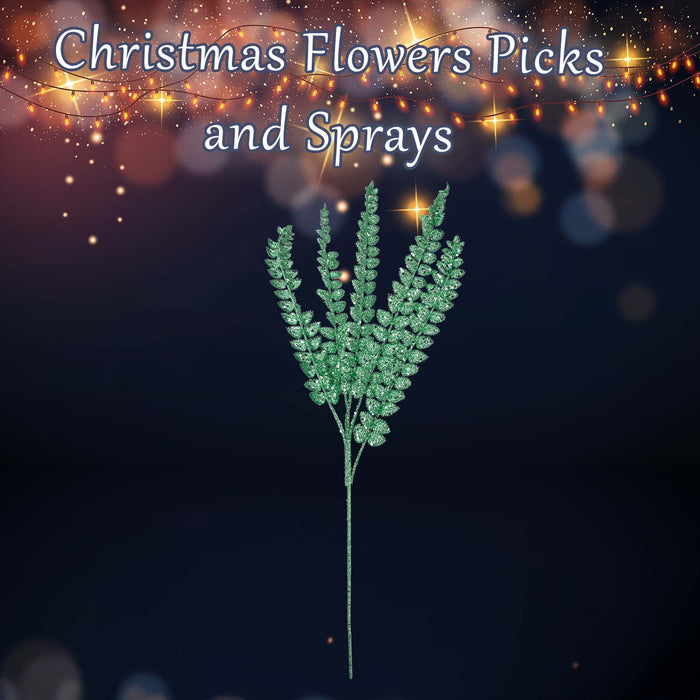 Christmas Long Stem with Glitter Decoration 80cm x 27cm Green X 1