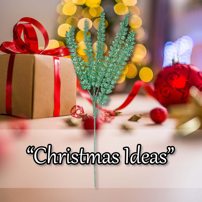Christmas Long Stem with Glitter Decoration 80cm x 27cm Green X 1