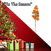 Christmas Long Stem with Glitter Decoration 65cm x 20cm Orange X 1