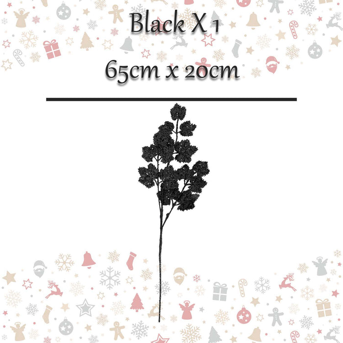 Christmas Long Stem with Glitter Decoration 65cm x 20cm Black X 1