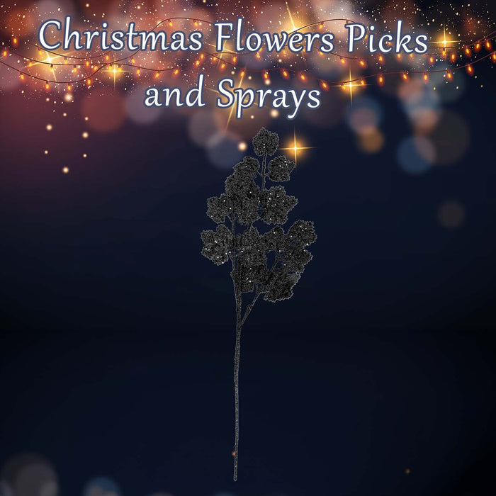 Christmas Long Stem with Glitter Decoration 65cm x 20cm Black X 1