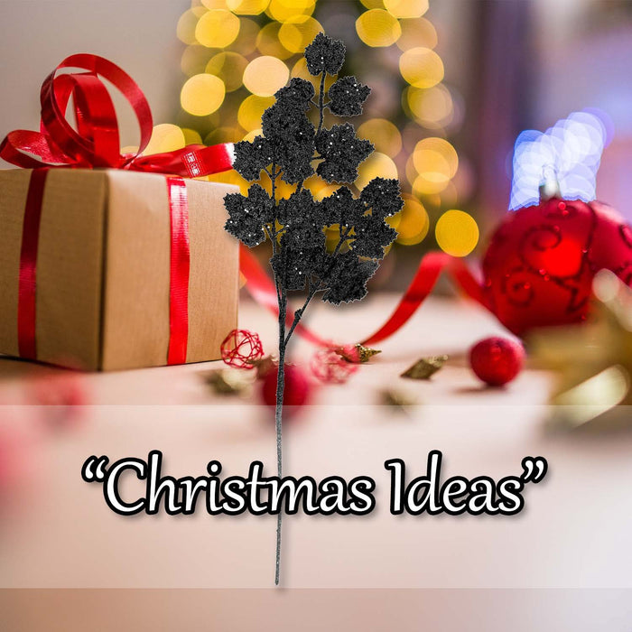 Christmas Long Stem with Glitter Decoration 65cm x 20cm Black X 1