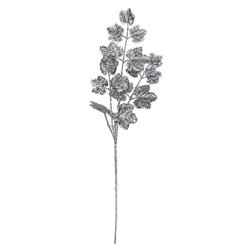Christmas Long Stem with Glitter Decoration 65cm x 20cm Silver X 1