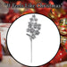 Christmas Long Stem with Glitter Decoration 65cm x 20cm Silver X 1