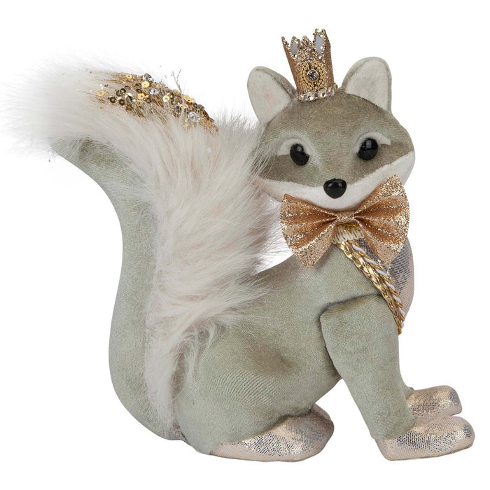 Christmas Velvet Fox Decoration 20cm x 9cm Green X 1