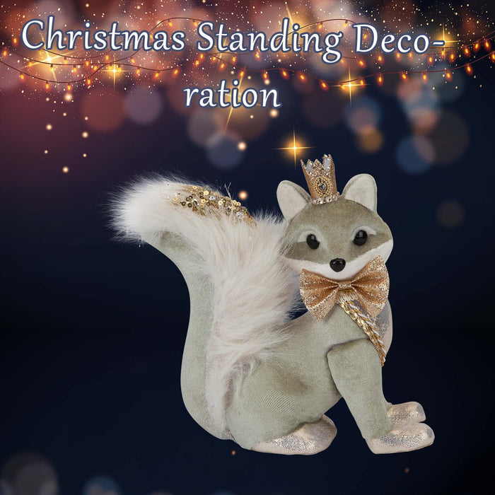 Christmas Velvet Fox Decoration 20cm x 9cm Green X 1