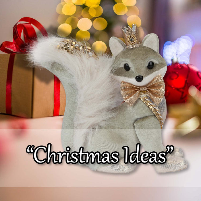 Christmas Velvet Fox Decoration 20cm x 9cm Green X 1