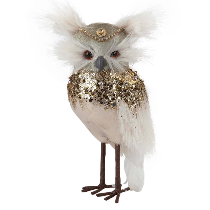 Christmas Velvet Owl Decoration 23cm x 15cm Green X 1